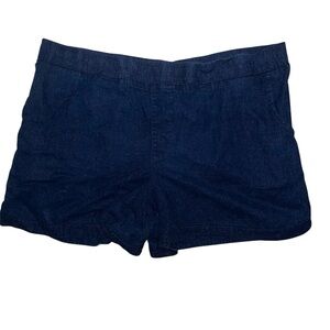 Maurices Pull On Shorts Navy Blue Elastic Waist Linen Blend with Pockets XXL